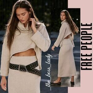 Free People sweater set top and midi skirt co-ord matching set knit Small
